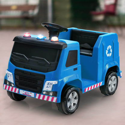 12V Kids Ride-on Garbage Truck with Warning Lights-Blue