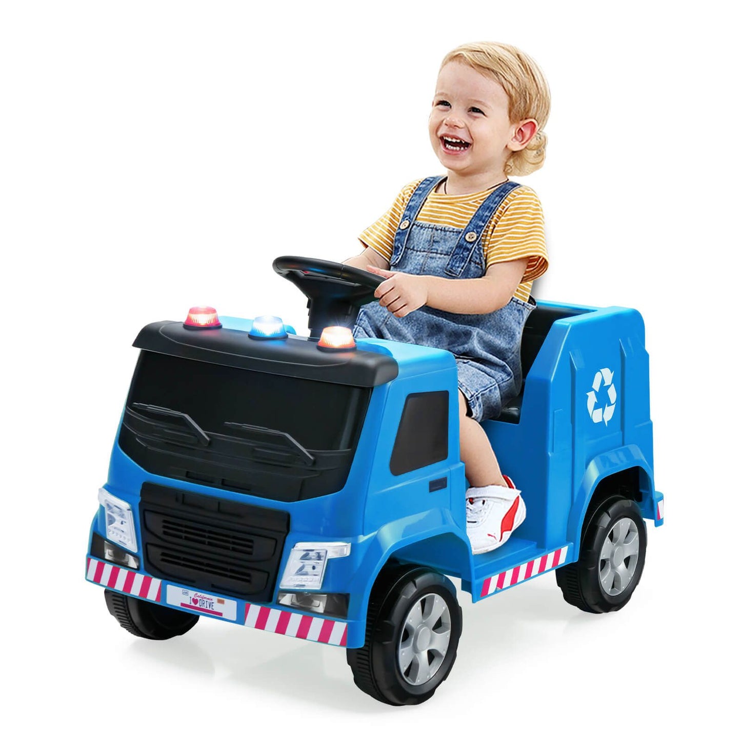 12V Kids Ride-on Garbage Truck with Warning Lights-Blue