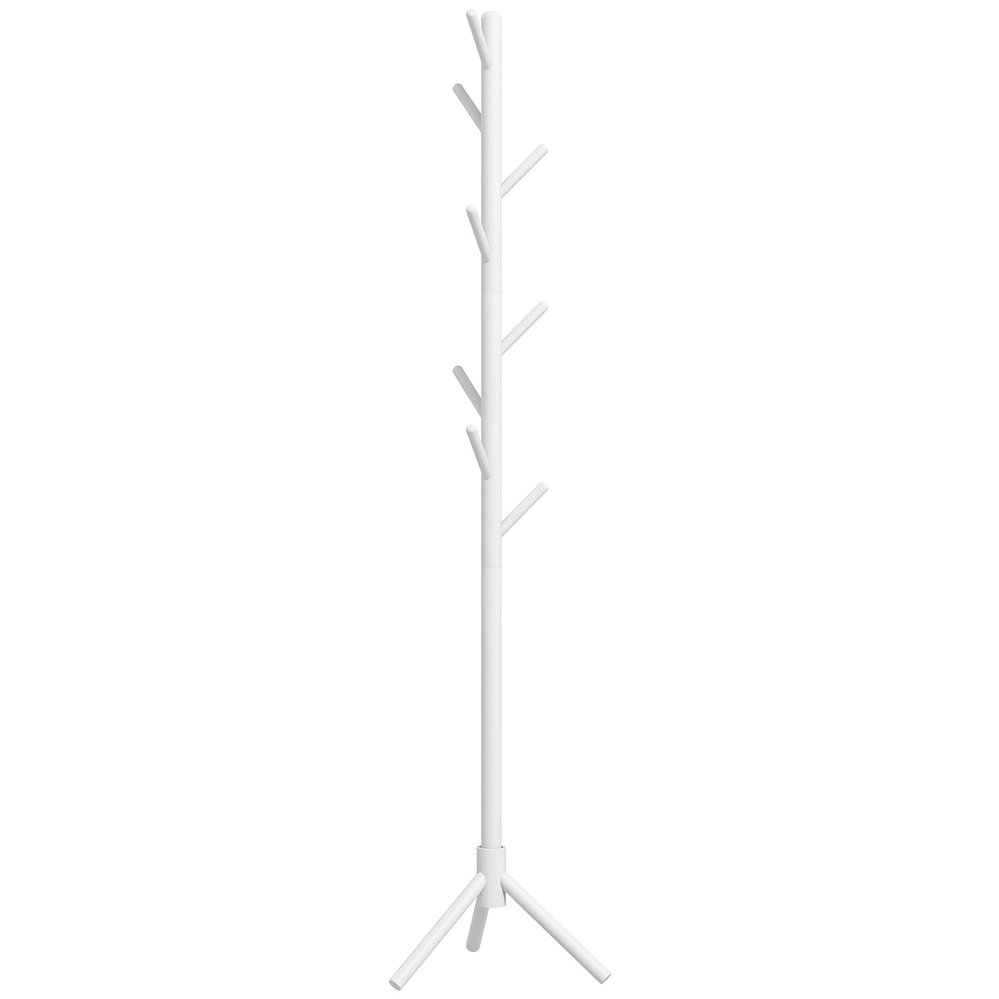 HOMCOM Eight-Hook Wooden Coat Rack - White
