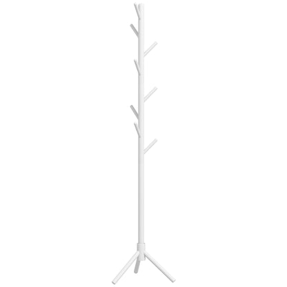 HOMCOM Eight-Hook Wooden Coat Rack - White