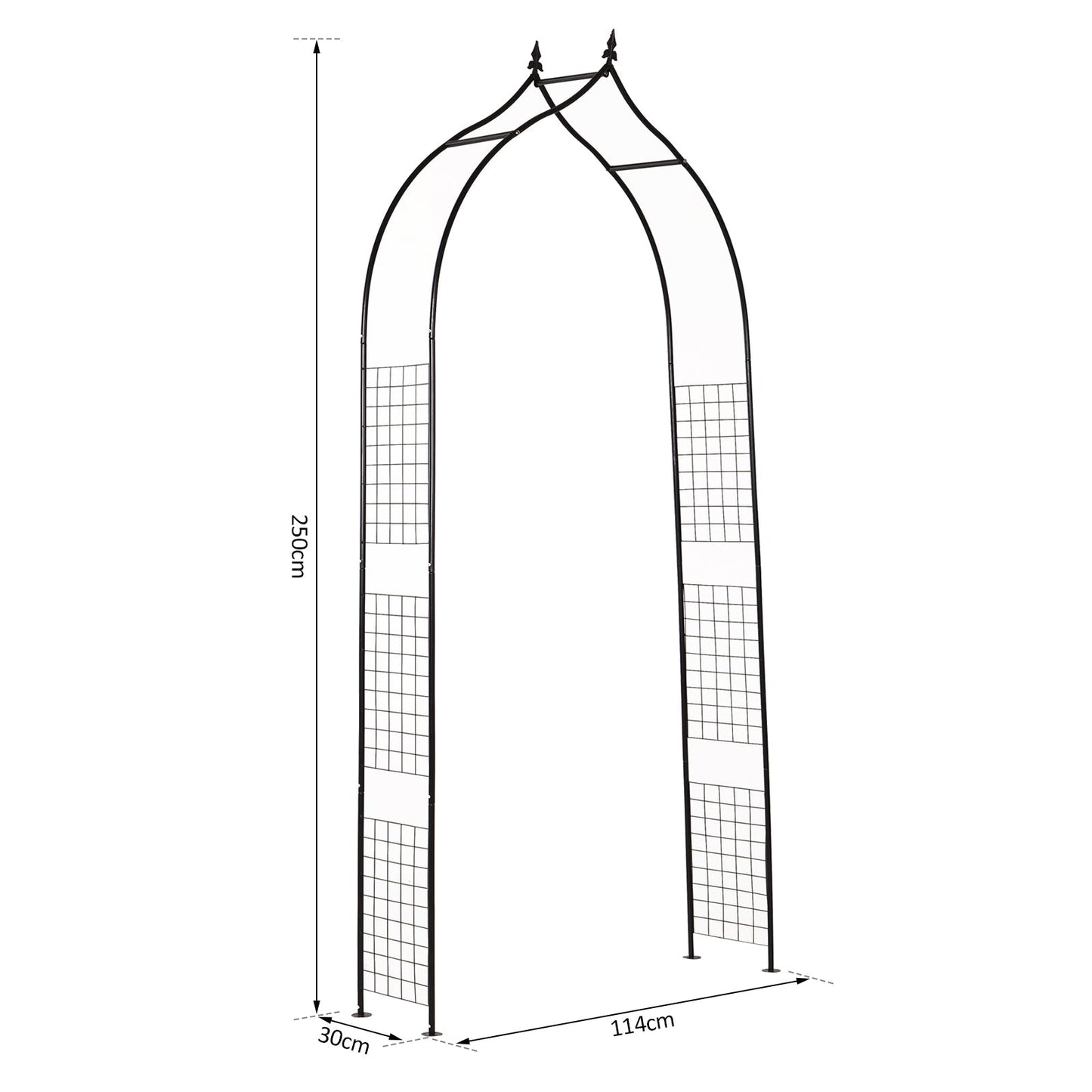 Outsunny Steel Frame Backyard Metal Pergola for Plants & Trellis Garden Arch Black