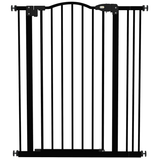 PawHut Metal Pet Safety Gate Dog Gate Folding Fence 74-87cm, czarny