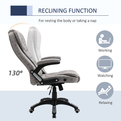 Vinsetto Swivel Office Chair for Home Ergonomic Micro Fiber Computer Chair, with Arm, Adjustable Height, Grey Armchair