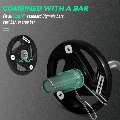SPORTNOW 2 x 5 kg ciężarki, zestaw sztangi z uchwytem Tri-Grip powlekanej gumą z otworami 2" 5 cm, do domu, na siłownię, do podnoszenia ciężarów i treningu siłowego