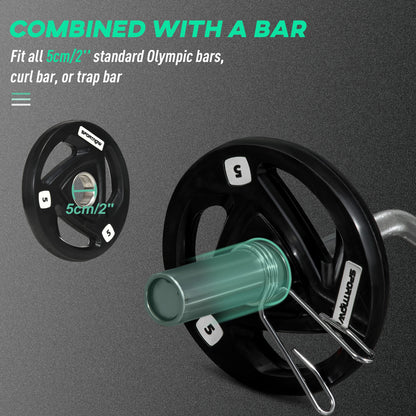 SPORTNOW Two 5kg Olympic Weight Plates, Tri-Grip Rubber-Coated Barbell Weights, with 5cm Holes, for Home, Gym, Office