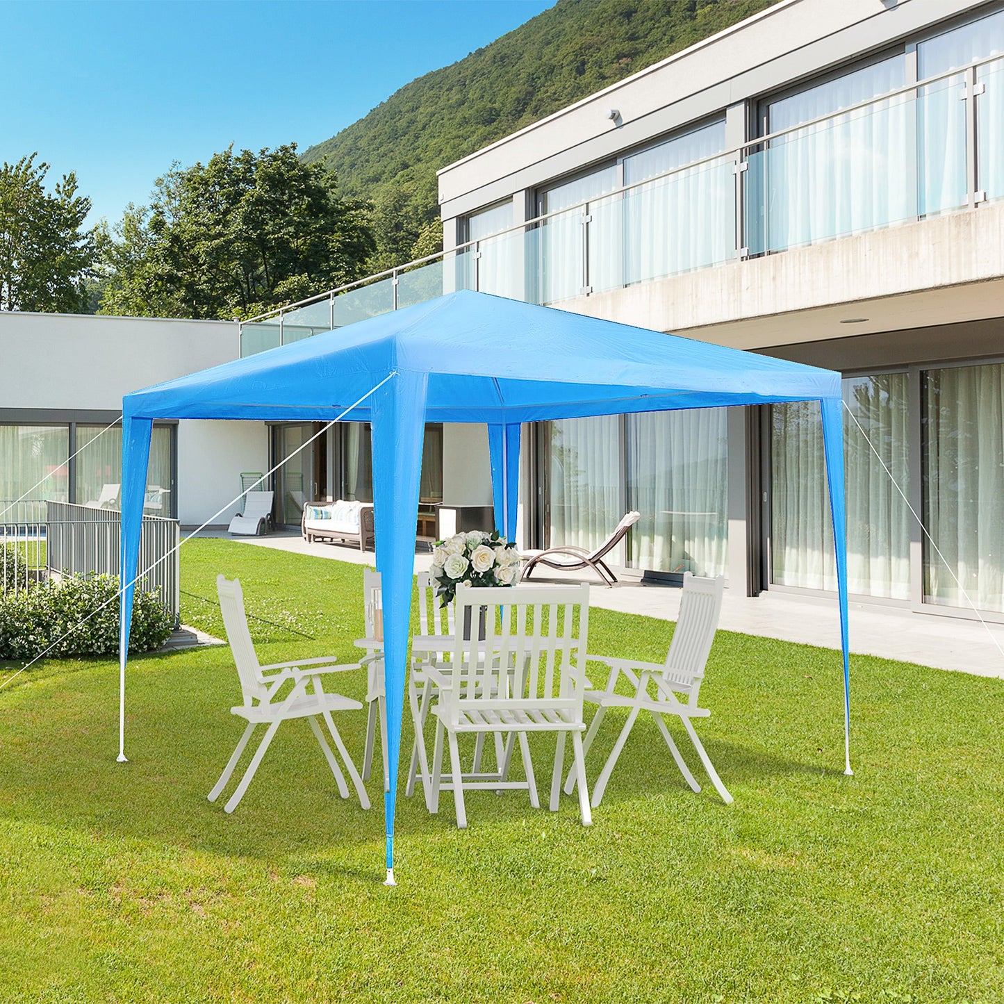 Outsunny 2.7m x 2.7m Garden Gazebo Marquee Party Tent Wedding Canopy Outdoor(Blue)