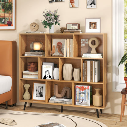 10-Cube Bookcase 120 CM Mid Century Modern Storage Organizer-Natural