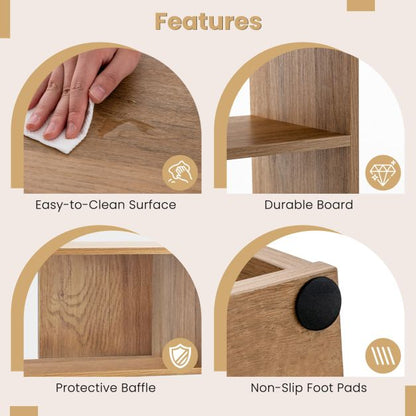 3-tier Bookshelf Irregular Open Back Bookcase with 3 Cubes-Natural