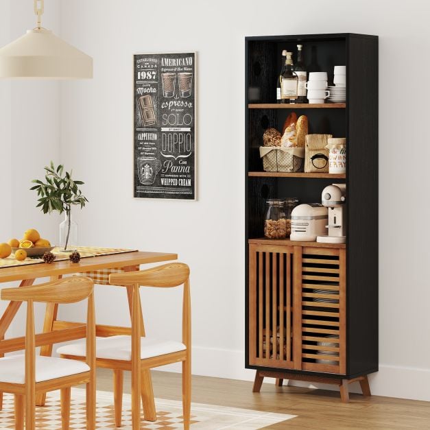 178 CM 5-Tier Bookshelf with Reversible Adjustable Shelf-Black