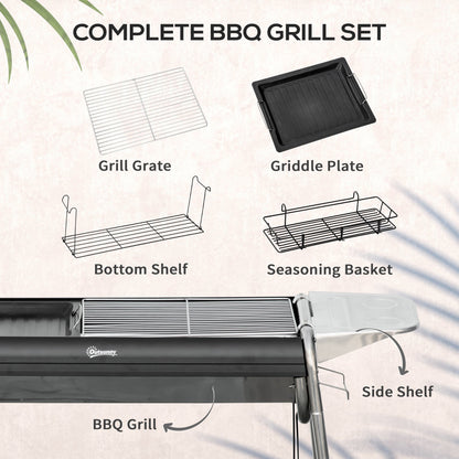 Outsunny Charcoal BBQ Grill - Black