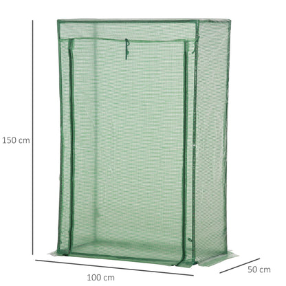 Outsunny Tomato Greenhouse with Roll-up Door, Mini Greenhouse with PE Cover, Outdoor Grow House Small Green House for Yard, Balcony, Garden, 100 x 50 x 150cm, Green