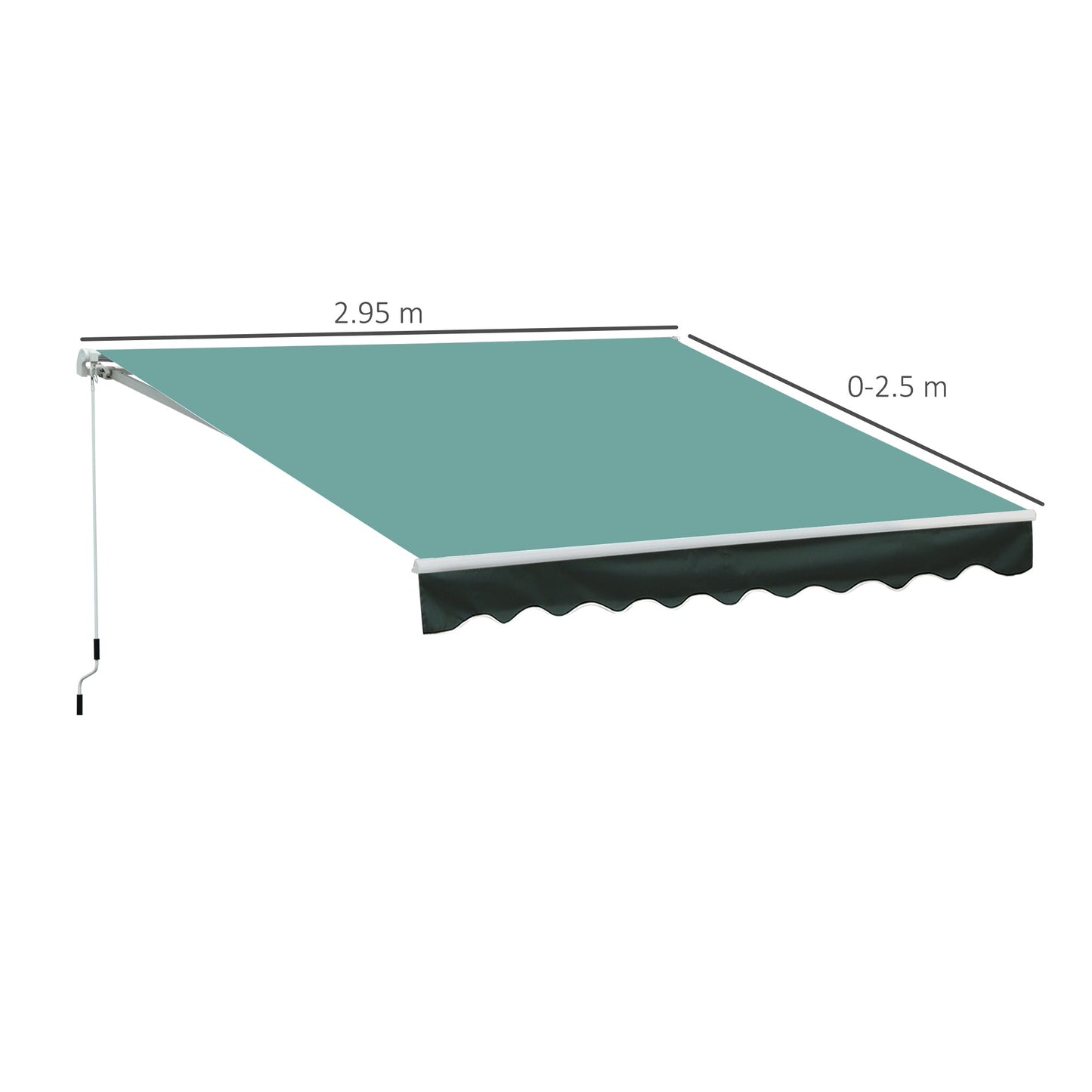 Outsunny 3x2.5 m Sun Shade Canopy Garden Patio Manual Retractable Awning Canopy Sun Shade Shelter, 3x2.5 m-Dark Green