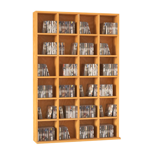 HOMCOM CD Storage Unit with Adjustable Shelves, 89 x 130.5 cm, Beech Wood Finish