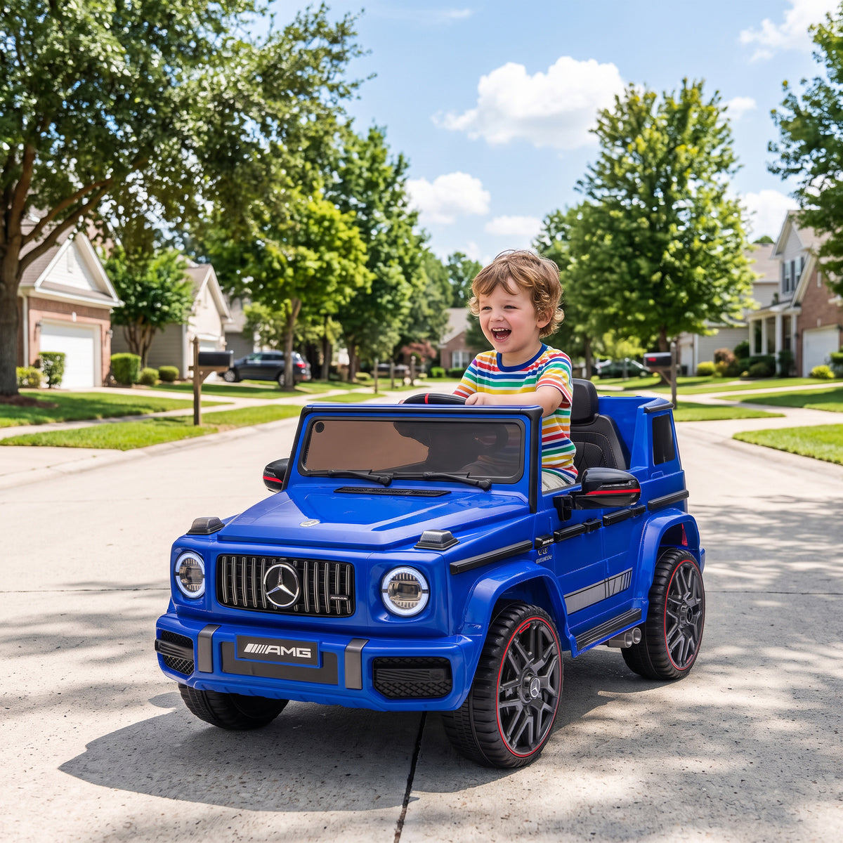 AIYAPLAY Licensed Mercedes-AMG G63 12V Kids Ride on Car with Remote Dual Motors Rear Suspension Slow Start for 3-6 Years, Blue