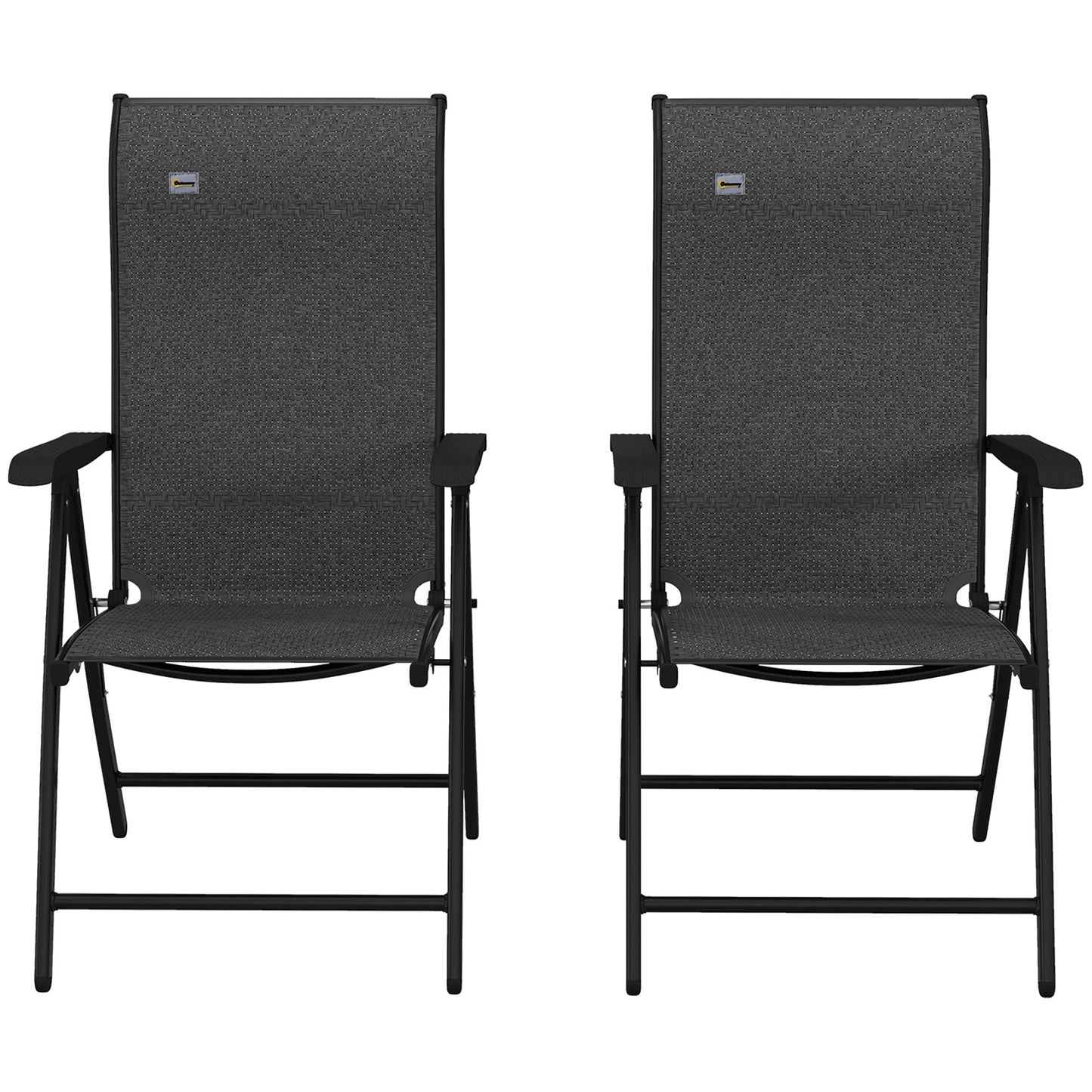 Outsunny Set of Two Folding Garden Chairs, with Seven-Position Adjustable Backs - Grey