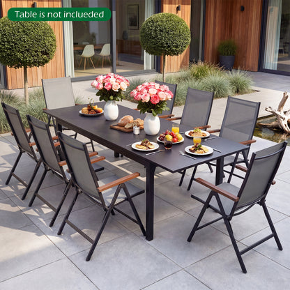 Breathable Fabric Folding Patio Chairs Set of 4-Grey