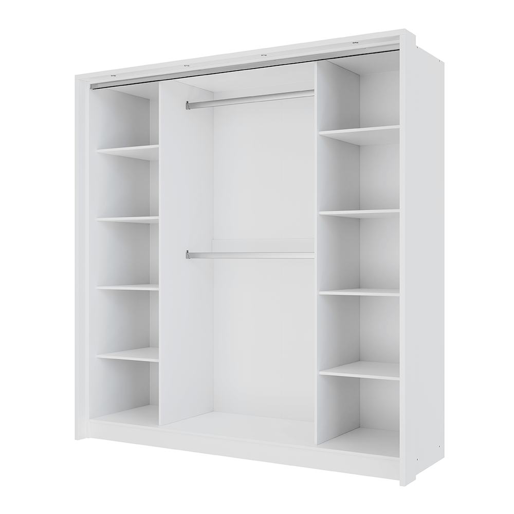 White Mirrored Folding Sliding Door Wardrobe 209cm – DUNHAM