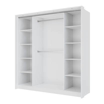 White Mirrored Folding Sliding Door Wardrobe 209cm – DUNHAM