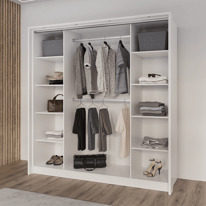 White Mirrored Folding Sliding Door Wardrobe 209cm – DUNHAM