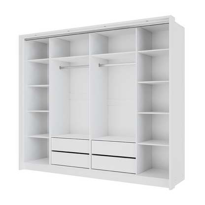 White Mirrored Folding Sliding Door Wardrobe 255cm – DUNHAM