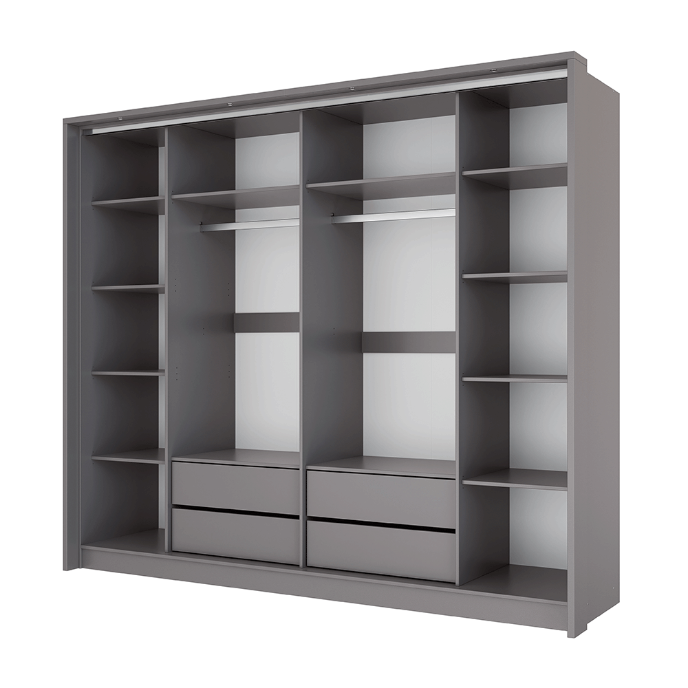 Grey Mirrored Folding Sliding Door Wardrobe 255cm – DUNHAM