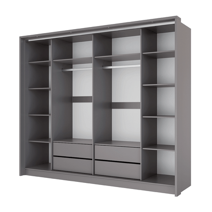 Grey Mirrored Folding Sliding Door Wardrobe 255cm – DUNHAM