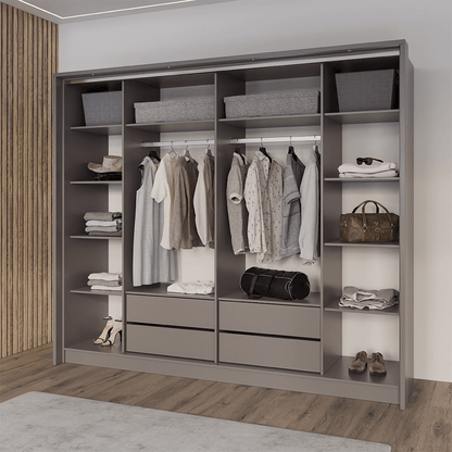Grey Mirrored Folding Sliding Door Wardrobe 255cm – DUNHAM
