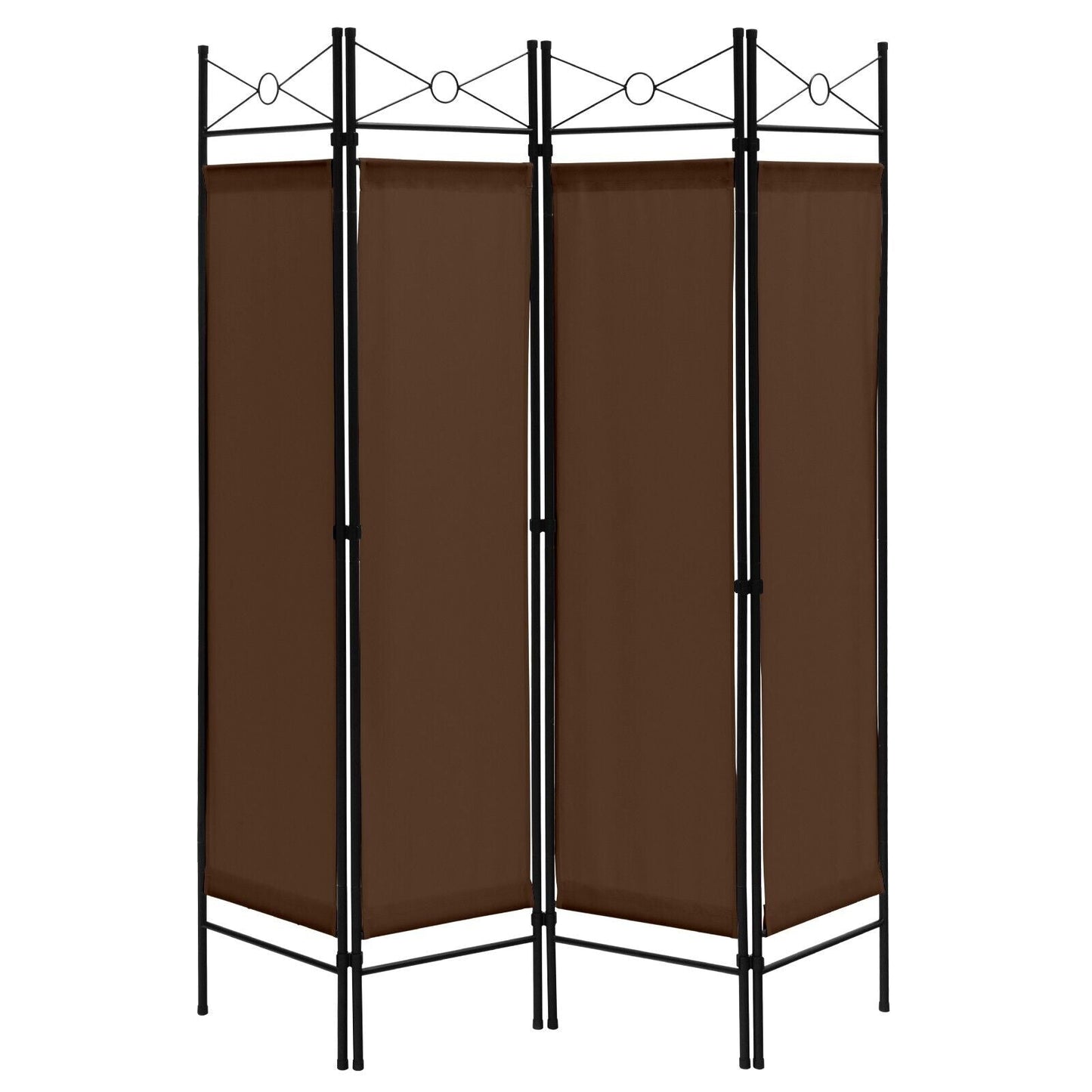 6 Feet 4-Panel Light Weight Room Divider with Polyester Cloth-Brown