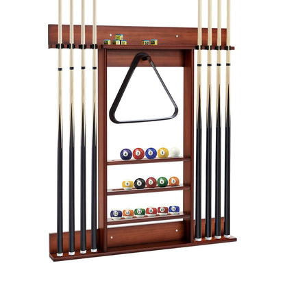 Wall-Mounted Billiards Pool Cue Rack-Brown