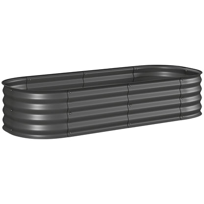 Outsunny Galvanised Raised Garden Bed, Metal Planter Box with Safety Edging, for Flowers, Herbs, Succulents, Dark Grey