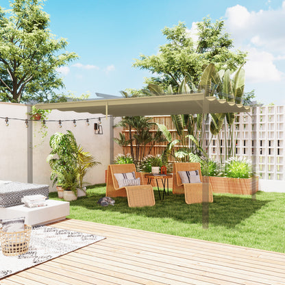 Osłona przeciwsłoneczna Outsunny Retractable Pergola Shade Cover, wymienna osłona do pergoli 4 x 3 (m), dach chowany, kolor brązowy