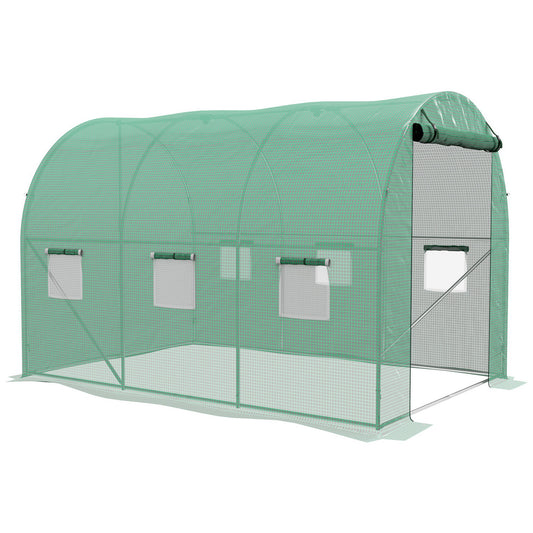 Outsunny Sprinkler System Polytunnel Greenhouse, 3 x 2m, Green