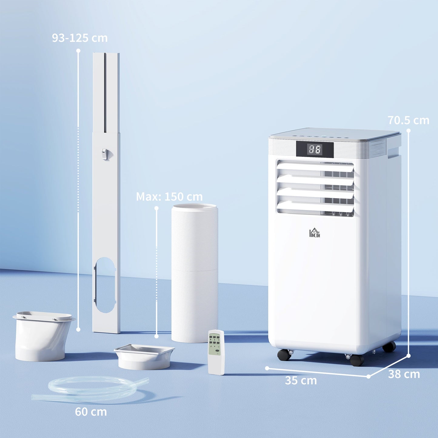 HOMCOM 7000 BTU Air Conditioning Unit, 3-in-1 Portable Air Conditioner, Dehumidifier, Cooling Fan with Remote Control, LED Display, 2 Speeds, 24H Timer, Window Venting Kit, 15mÂ²
