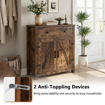 Buffet Cabinet 80 cm Farmhouse Side Board Cabinet with 5-Tier Adjustable Shelf-Rustic Brown