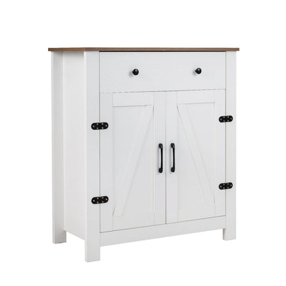 Buffet Cabinet 80 cm Farmhouse Side Board Cabinet with 5-Tier Adjustable Shelf-White