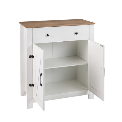 Buffet Cabinet 80 cm Farmhouse Side Board Cabinet with 5-Tier Adjustable Shelf-White