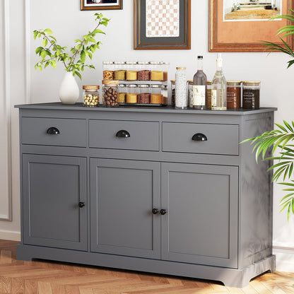 Modern Buffet Sideboard 136cm Storage Cabinet with 3 Drawers-Grey
