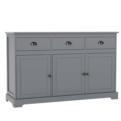 Modern Buffet Sideboard 136cm Storage Cabinet with 3 Drawers-Grey