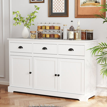Modern Buffet Sideboard 136cm Storage Cabinet with 3 Drawers-White