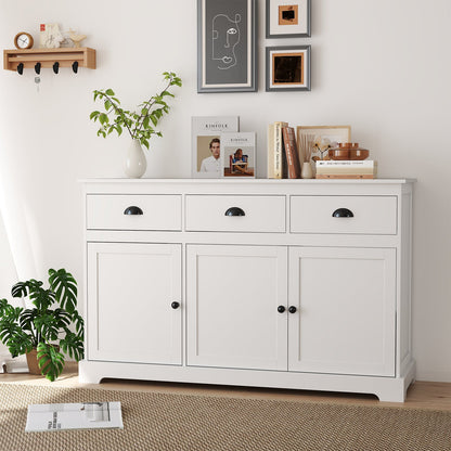 Modern Buffet Sideboard 136cm Storage Cabinet with 3 Drawers-White