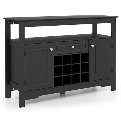 Kitchen Storage Sideboard with Removable Wine Rack and Drawer-Black