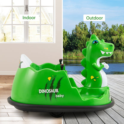 12V Bumper Car with Spray Function and Remote Control for Toddlers-Green
