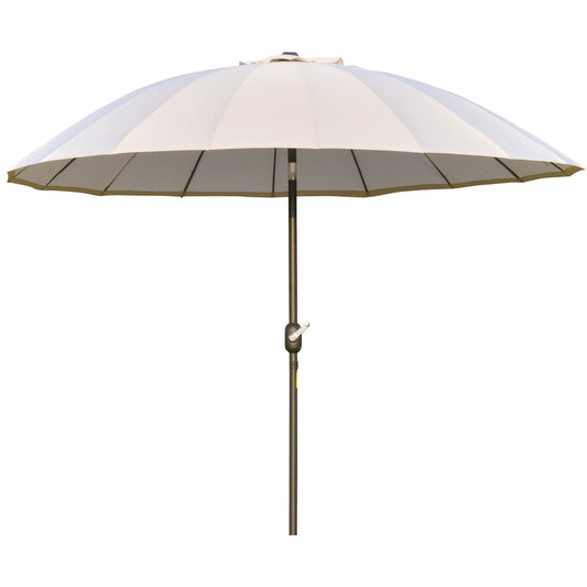 Outsunny 2,5 m Shanghai Garden Parasol Parasol z korbą i pochyleniem, regulowany zewnętrzny daszek przeciwsłoneczny, kremowy