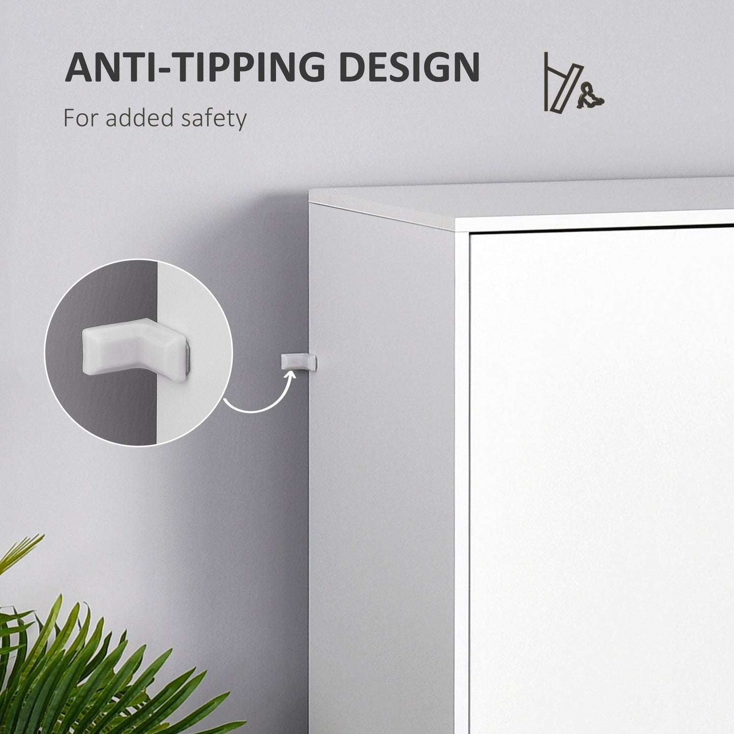 HOMCOM Bedroom Furniture Set, Wardrobe with Hanging Rod, Side Cabinet with Wood Legs, Bedside Table with Drawer, Nature Wood Finish and White