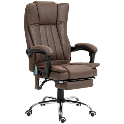 Vinsetto Vibrating Massage Office Chair with Heat, Desk Chair with Height Adjustable and Footrest, Dark Brown