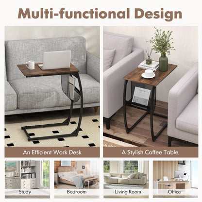 Side table with side pocket Industrial design laptop table C-shaped sofa table Coffee table