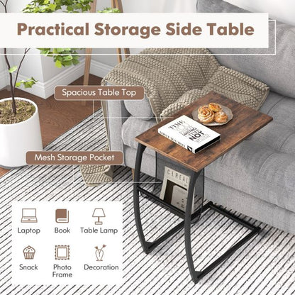 Side table with side pocket Industrial design laptop table C-shaped sofa table Coffee table