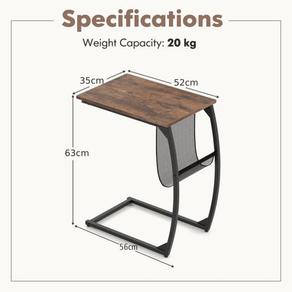 Side table with side pocket Industrial design laptop table C-shaped sofa table Coffee table