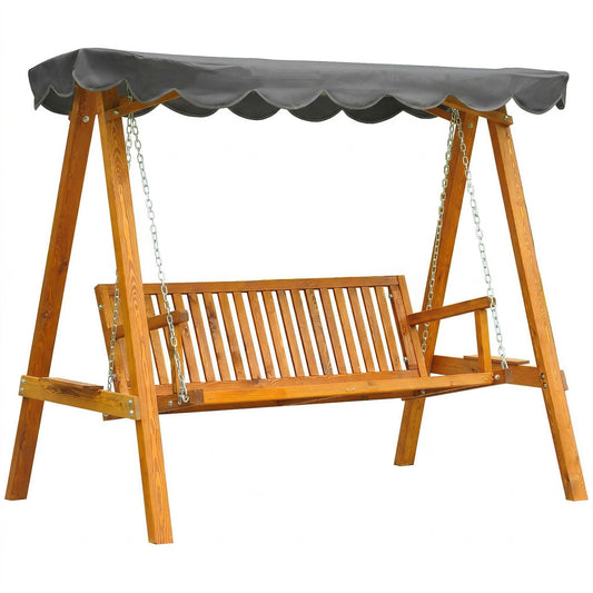 Outsunny 3 Seater Garden Swing Seat with Canopy in Dark Grey