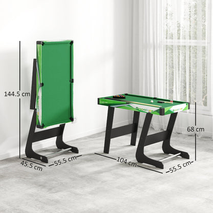 SPORTNOW 104cm Folding Mini Pool Table Set with 2 Cues, 16 Balls, Chalk, Triangle, Brush, Green